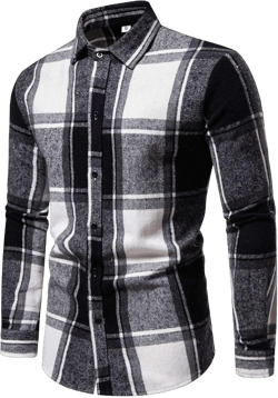 Mens Flannel Shirt, Men's Flannel Plaid Shirts Long Sleeve Regular Fit Lapel Shirt Casual Button Down Cotton Shirts Jacket Medium Black