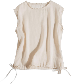 Women Cotton Linen Tank Tops Summer Crew Neck Sleeveless T-Shirt Solid Ruffle Blouse Casual Loose Tie Side Shirts X-Large White