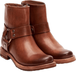 Frye Veronica Harness Short 6" Booties for Women - Leather Upper with Luxurious Leather Lining, Inside Zipper, Snap Harness, and Rubber Lug Outsole