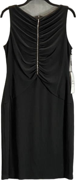 CALVIN KLEIN Women's Black Ruched Rhinestone Embellished Knee-Length Dress SZ 12