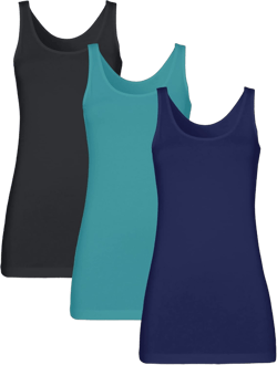 Womens 3 Packs Long Tank Tops Stretchy Cotton Sleeveless Camisole Undershirts Layering Workout Yoga Camis Black+aqua+navy (U Back) Large
