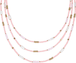 Bohemian Multilayered Pink Beaded Necklace for Women Layered Cute Glass Seed Beads Choker Necklace Strand Statement Necklace Adjustable Boho Party Summer Beach Jewelry Gift for Women