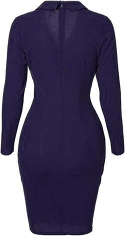 NaRHbrg Women Formal Pencil Dress, Women's V Neck Sheath Dresses Long Sleeve Buttons Dress Party Church Bodycon Dress Small Navy