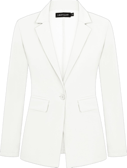 MINTLIMIT White Blazer Jacket for Women Notched Lapel Long Sleeve One Button Suit Jacket Tailored Outfit,M