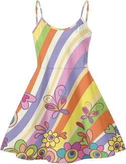Coloranimal Women's Summer Sleeveless Casual Swing Dresses with Loose Fit Beach Sundress Colorful Butterflies Small