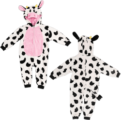 Syncfun Baby Animal Costume Cow Pajama jumpsuit Plush Hooded Romper Toddler Animal pajamas for Halloween Party Dress Up Role Play 1-4 Years
