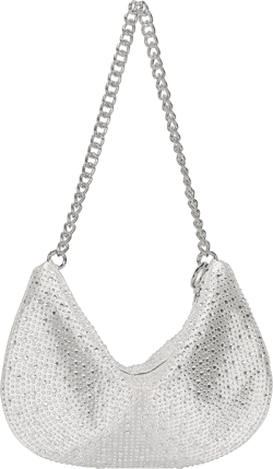 DEXMAY Rhinestone Purse Crystal Women Shoulder Bag Party Evening Clutch Handbag Silver