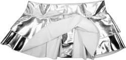 Women's Solid Novelty Metallic Pleated Mini Skirt One Size Silver