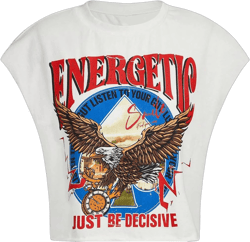 SOLY HUX Women's Y2k Vintage Graphic Short Sleeve Tee Tops Crew Neck Crop Tops for Summer Going Out T Shirts Large Plus White Eagle Plus