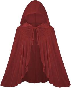 TOONRAIN Womens Velvet Little Red Riding Hood Cape Halloween Christmas Short Cloak Fairytale Costume