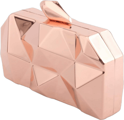 Women's Evening Bags metal Clutches Shoulder handBag Cross-body Purses 9010-rose Gold