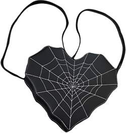 Women's Love Bat Spider Web Cobweb Crossbody Bag,PU Multifunctional Backpack Handbag, Gothic Quilted Shoulder Daypack Black