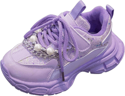 Sneakers for Girls Kid's Glitter Fashion Chunky Sneakers Sparkly Princess Tennis Bling Shiny Athletic Walking School Shoes Purple 12.5 Little Kid