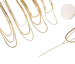 Elegance 11 designs 14k Real Gold Plated Non-Tarnish Layered Herringbone Figaro Chain Flat Snake Chain Gold Necklaces Set For Women