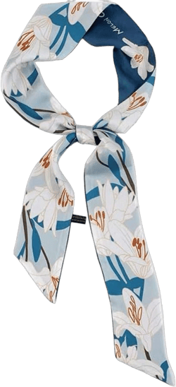 Versatile Silk Like Skinny Scarf Narrow Neckerchief Women’s Fashion Bag Ribbon Scarf Headbands Trendy Hair Band Chic Blue Lily