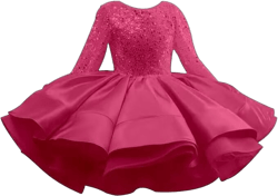 Flower Girl Dresses for Wedding Satin Ruffles Princess Pageant Dress Tulle Girls Prom Dress 8 Hot Pink