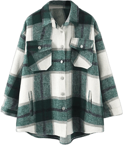 Lviefent Womens Casual Wool Blend Plaid Flannel Shackets Jacket Button Down Shirt Coat Medium Green