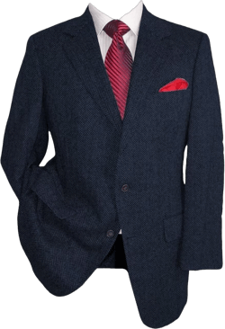 HUUTOE Tweed Blazer Men Vintage Casual Herringbone Tweed Suit Jackets Two Button Notch Lapel Wool Blend Sports Coat XX-Large Navy