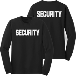 Promotion & Beyond Security | Event Safety Guard Staff One/Two-Sided American USA Flag On Arm Big Sizes Polo Unisex T-Shirt Small Black/Long Sleeve Big Logo