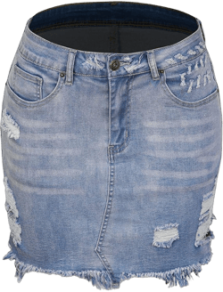 Cimcado Women's Spring Summer Casual Stretchy Denim Mini Skirts Ladies Ripped Raw Edge Hem Pockets Fringed Short Jean Skirt