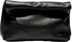 PUB9 Real Leather Clutch Bag For Women With Qualitied Full Grain Leather Handbag Curling Messenger Bags Silver Color Trendy Design Big Capacity Purse(One Size, Black)