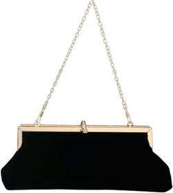 LOGOFUN Velvet Bag Rhinestone Elegant Handbag Women Wedding Party Evening Clutch Bag (Black)