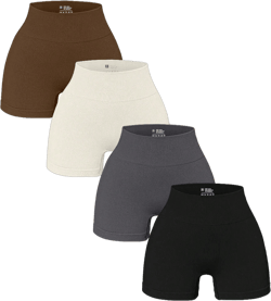 4pcs Women's High Waist Moisture Wicking Solid Color Seamless Sports Shorts, For Everyday Wear