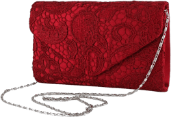 TOPCHANCES Womens Evening Clutch Ladies Floral Lace Envelope Handbags Wedding Bridal Purse Bag (Red Wine)