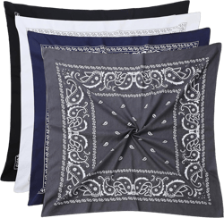 100% Cotton 27" x 27" Large Bandanas for Men & Women, Multi-Purpose Bandana Headbands, Square Head Scarf White/Black/Navy Blue/Gray