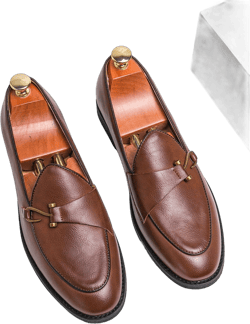 Men's Loafers Plain Leather Business Formal Shoes Brown Wedding Shoes