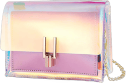 KESYOO Holographic Purse Iridescent Purse Transparent Shoulder Bag Clear Crossbody Bag Fashion Mini Handbag Cute Mini Bag Jelly Purses Chain Bags for Women Girls Ladies 1PC
