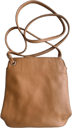 Fina - Casual Italian Leather Small Zip Crossbody Bags for Women Cell Phone Travel Passport Bag Wallet Purses Cognac Tan
