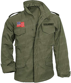 Mens John Rambo First Blood Sylvester Stallone M65 Military US Army Olive Green Cotton Coat Jacket X-Small Olive Green