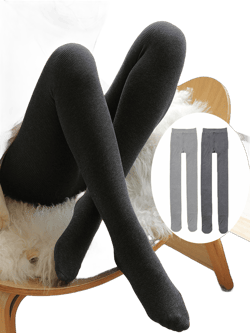 2pcs/Pack Women's Thermal Fleece Lined Ribbed Leggings, Black & Grey, Suitable For Autumn/Winter