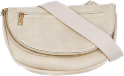 Modern+Chic Crossbody Bags for Women - The Holly Foldover Crossbody Bag, Vegan Leather Belt Bag with Zipper Pockets - Eggshell Cream