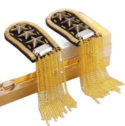 1 Pair Star Tassel Link Chain Epaulet Shoulder Boards Badge (Gold)