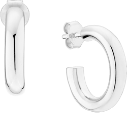 Miabella 925 Sterling Silver or 18K Gold Plated 3mm High Polished Lightweight Chunky Hoop Earrings for Women/Made in Italy Sterling silver