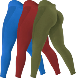 SENBAN 3 Piece Seamless Scrunch Leggings for Women High Waist Workout Athletic Yoga Pants Butt Lifting Booty Tights X-Large Claret Olive Blue