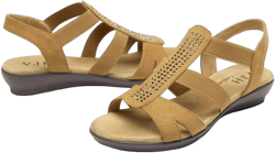 VJH confort Women's Flat Sandals with Rhinestone Open Toe Elastic Slip On Slingback Comfort Casual Walking Sandals 9 Tan