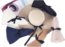Bangcool Women's Beach Hat Portable Packable Roll Up Wide Brim Sun Visor UV Protection Floppy Crushable Straw Beach Hat Bonnet Beach Cap Sun Hat for Women Ladies, Black, Khaki, Navy