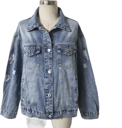 Boyfriend Denim Jacket for Women Oversized Jean Coat Casual Loose Long Sleeve Jean Jackets Distressed Outerwear Medium Blue#03