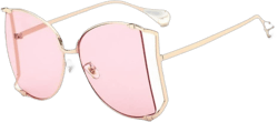 Sunglasses Women Oversized Shades Pearl Sun Glasses For Female Men Gold Pink One Size
