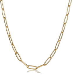 Hermah 4mm Womens Girls Paperclip Chain Necklace Gold Color 16-20inch