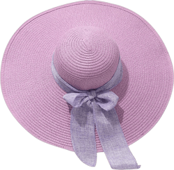 Women Wide Brim Sun Hat Straw Summer Hat Big Floppy Foldable Roll up Cap Beach Sun Hat UPF 50+ One Size Purple-3