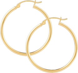 14k Yellow Gold Classic Shiny Polished Round Hoop Earrings for Women, 2mm-3mm Tube x 10mm-65mm Diameters