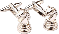 OTAA The Knight Chess Cufflinks Silver Rhodium Plating - Cuff Links Mens - Tuxedo Buttons & Accessories