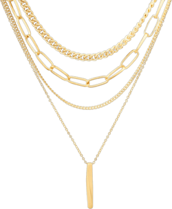 Sacina Gold-tone Layered Bar Necklaces, Chunky Chain Necklaces, Grunge Necklace, Emo Necklaces, Gothic Necklace, Punk Necklace, Christmas Jewelry Gift for Women