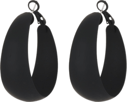 Large Matte Round Hoop Earrings Classic Retro Geometric Lightweight Neon Multicolor Color Pierced Circle Earrings for Women Wedding Holiday Jewelry Gift Black