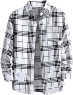 Long Sleeve Flannel Shirt for Men Men's Plaid Flannel Shirts Long Sleeve Regular Fit Button Down Causal Shirts 4X-Large White-e