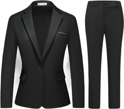MODFUL Women Suits Work Professional Office 2 Piece Pant Suits for Women Business Outfits X-Large Black